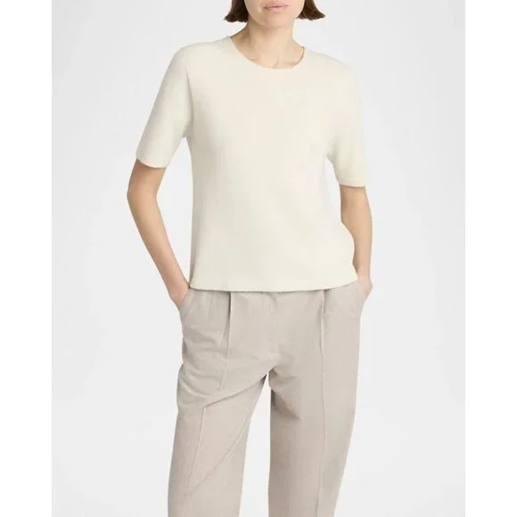The Row Ipar Top in Pale Green Small Womens Cashmere SHort Sleeve Sweater - Picture 9 of 13